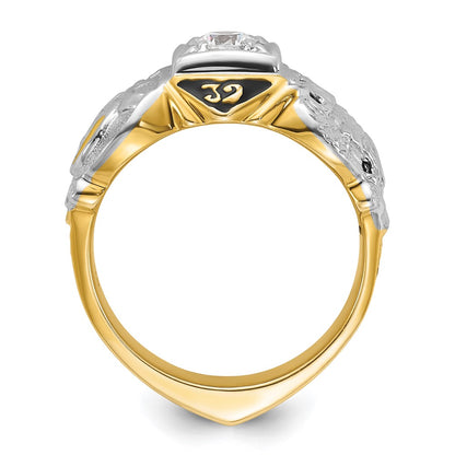 14k Two-tone Gold Men's Polished and Textured Double Eagle Masonic Shriner's Ring Mounting