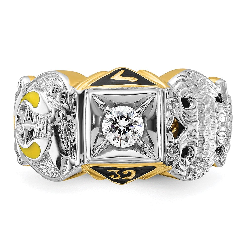 14k Two-tone Gold Men's Polished and Textured Double Eagle Masonic Shriner's Ring Mounting
