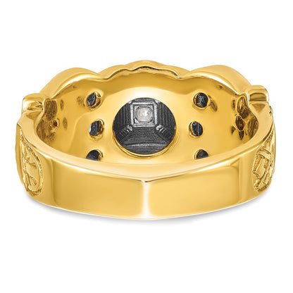 14k Two-tone Gold Men's Polished and Textured Double Eagle Masonic Shriner's Ring Mounting