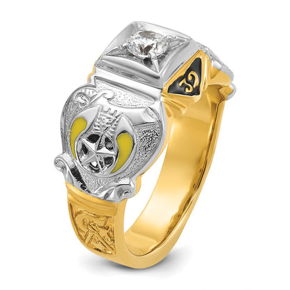 14k Two-tone Gold Men's Polished and Textured Double Eagle Masonic Shriner's Ring Mounting