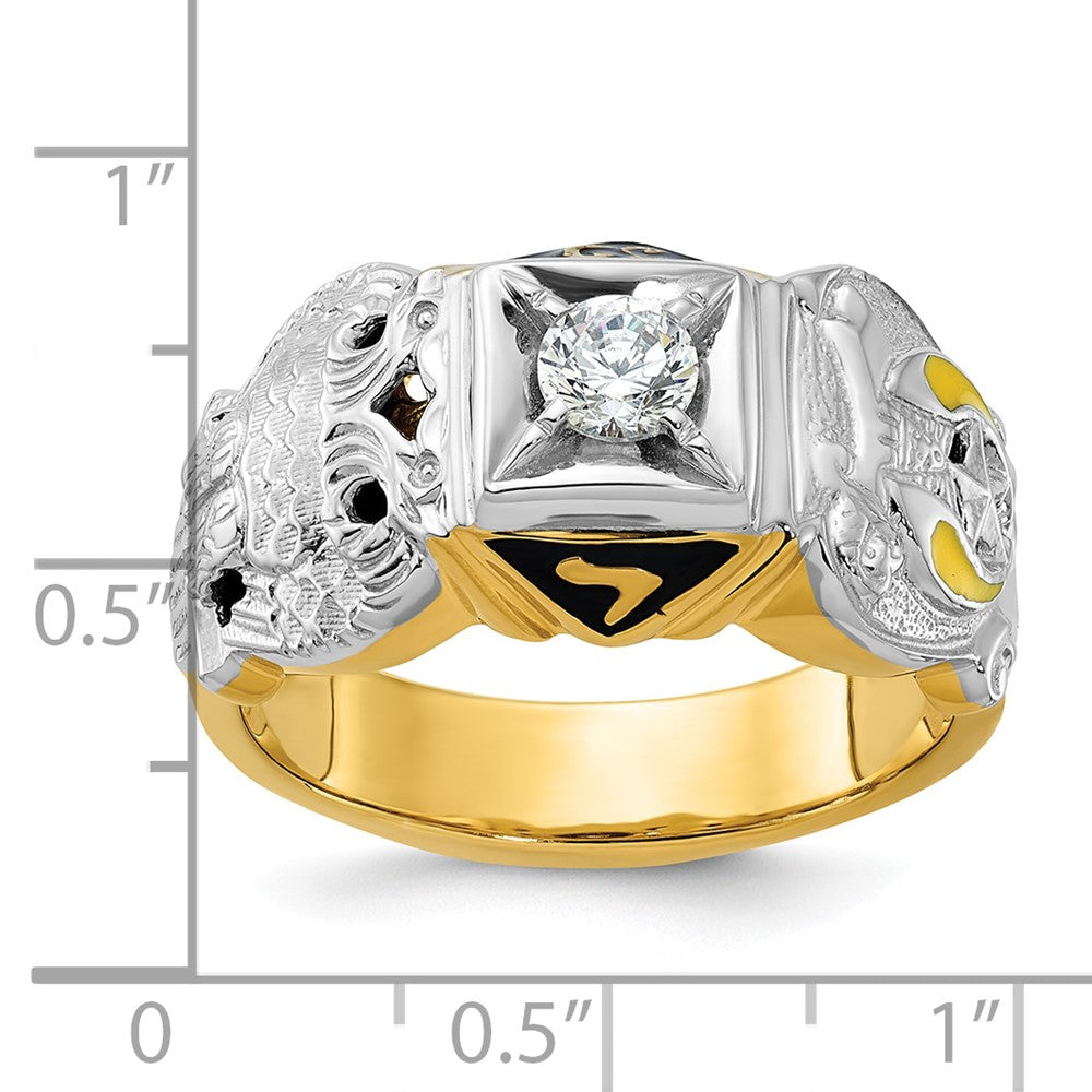 14k Two-tone Gold Men's Polished and Textured Double Eagle Masonic Shriner's Ring Mounting