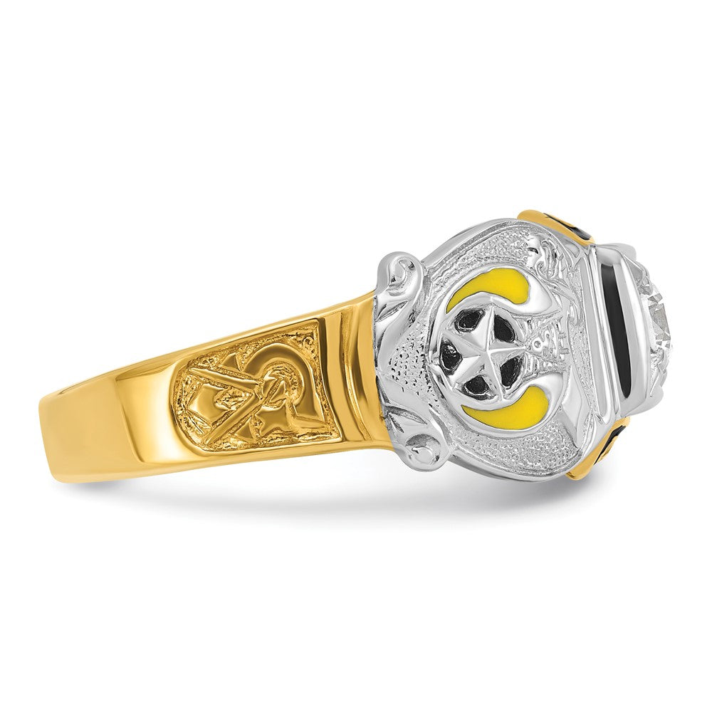 14k Two-tone Gold Men's Polished and Textured Double Eagle Masonic Shriner's Ring Mounting
