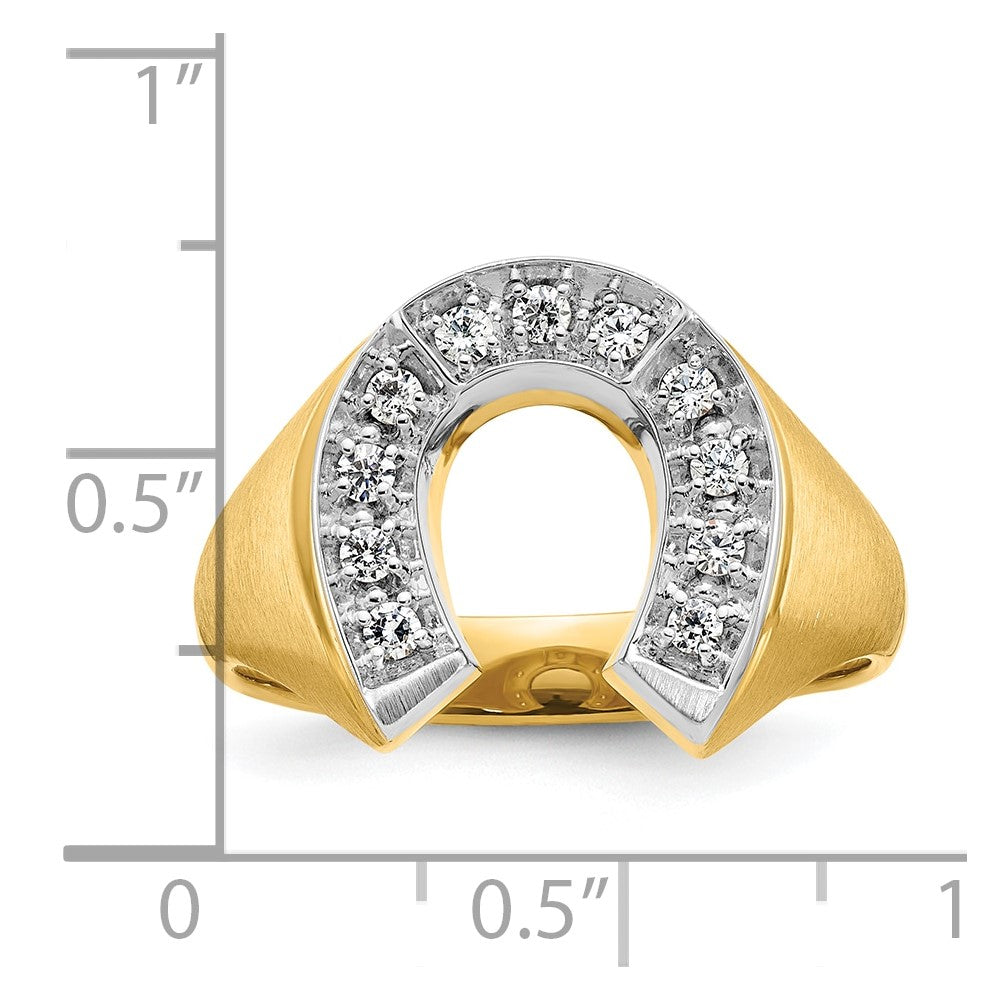14k Two-tone Gold Men's Satin Horseshoe Diamond Ring Mounting