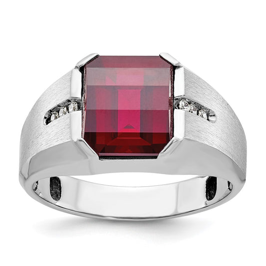 14k White Gold Men's Gemstone and Diamond Ring Mounting