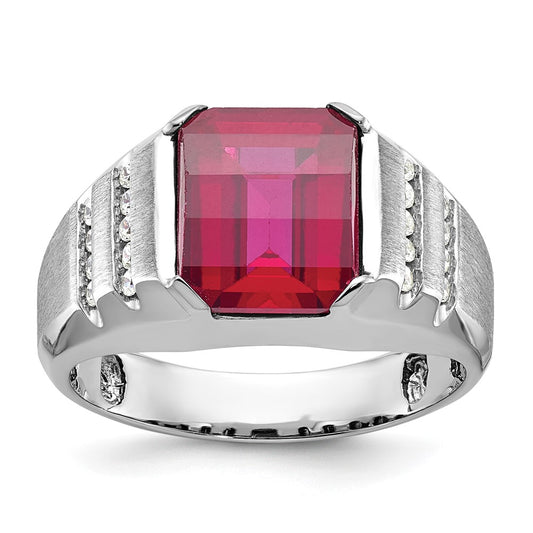 14k White Gold Men's Gemstone and Diamond Ring Mounting