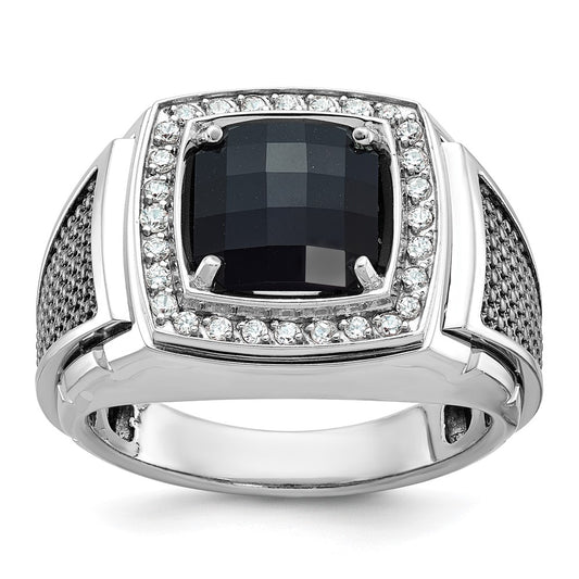 14k White Gold Men's Gemstone and Diamond Ring Mounting