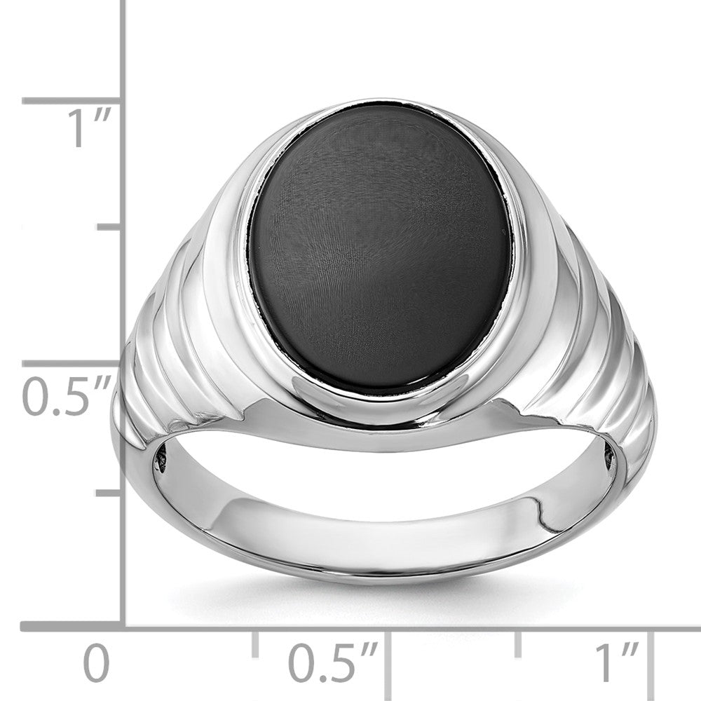 14k White Gold Men's Oval Gemstone Ring Mounting