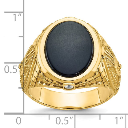 14k Yellow Gold Men's Gemstone and Diamond Ring Mounting