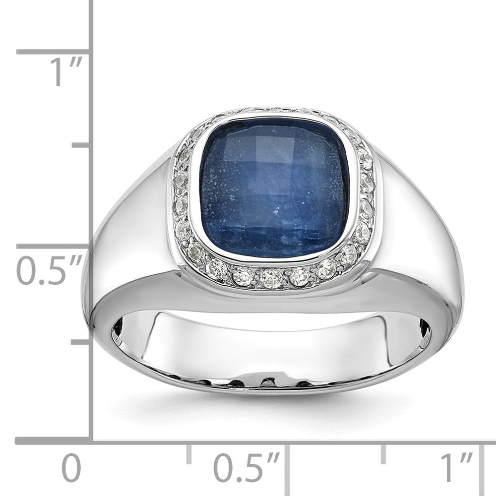 14k White Gold Men's Gemstone and Diamond Ring Mounting
