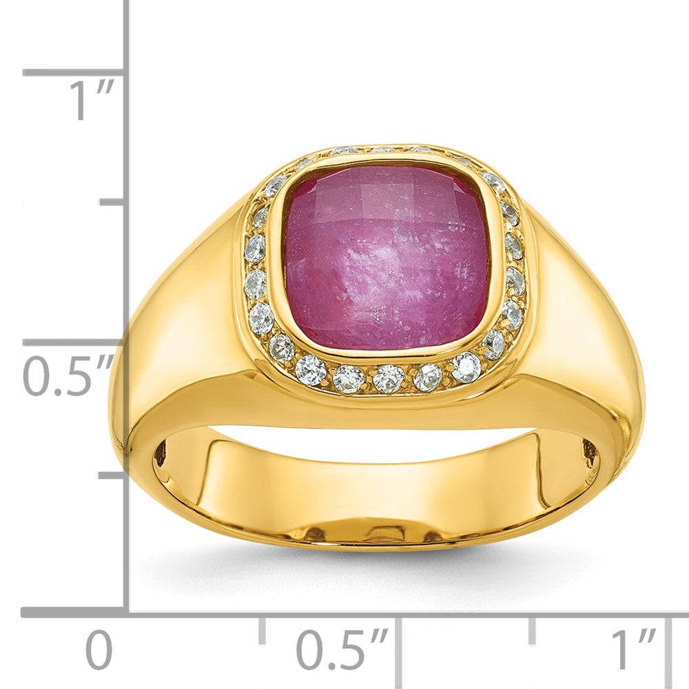 14k Yellow Gold Men's Polished Gemstone and Diamond Ring Mounting