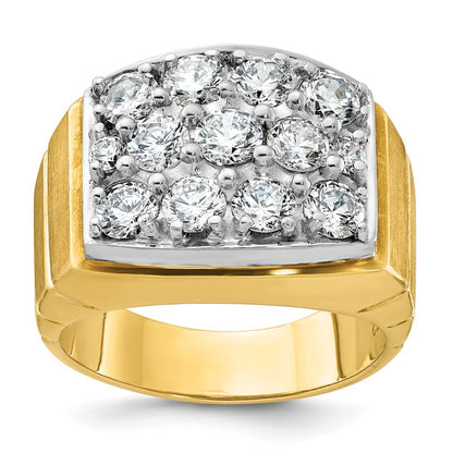 14k Two-tone Gold Men's Polished and Satin Diamond Ring Mounting