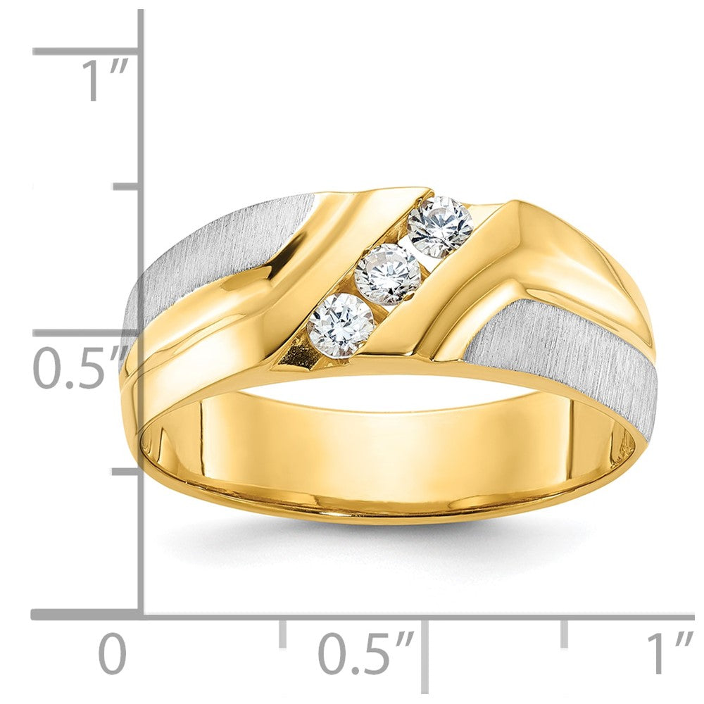 14k Two-tone Gold Men's Polished and Satin Diamond Ring Mounting