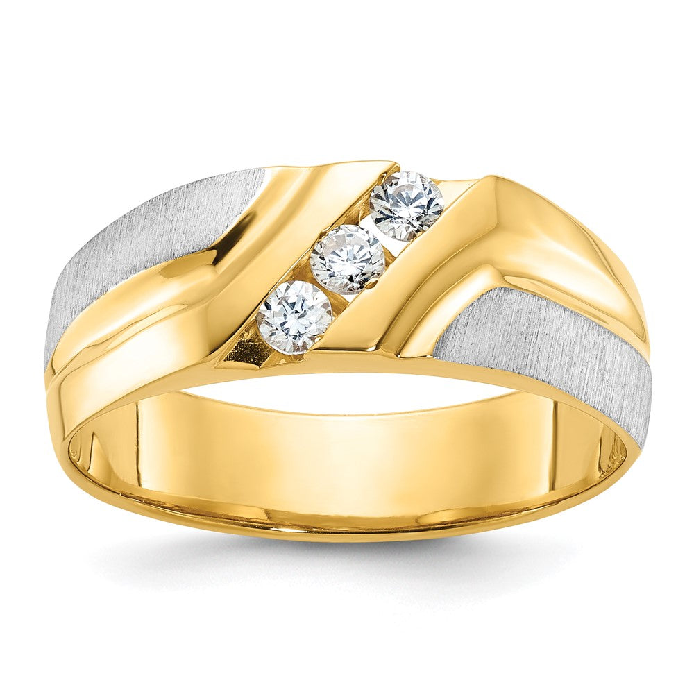 14k Two-tone Gold Men's Polished and Satin Diamond Ring Mounting