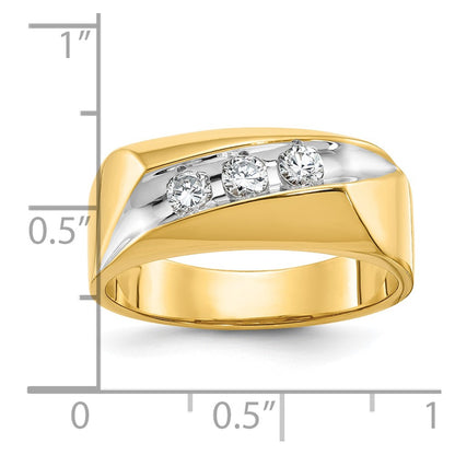 14k Yellow u0026 Rhodium Gold with White Rhodium Men's 1/3 carat Diamond Complete Ring