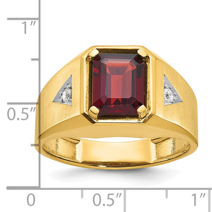 14k Yellow Gold Men's Polished and Satin Gemstone and Diamond Ring Mounting