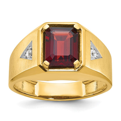 14k Yellow Gold Men's Polished and Satin Gemstone and Diamond Ring Mounting
