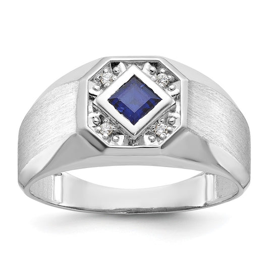 14k White Gold Men's Gemstone and Diamond Satin Ring Mounting