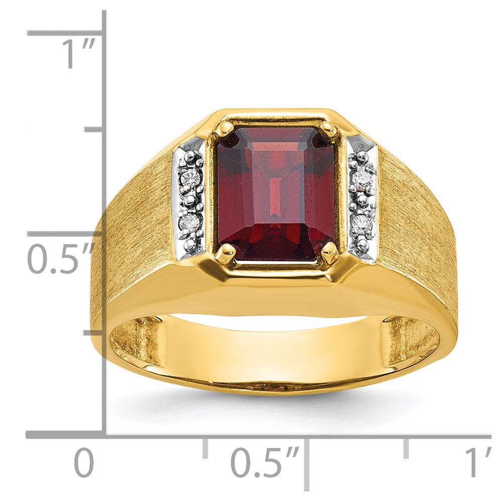 14k Yellow Gold Men's Polished and Satin Gemstone and Diamond Ring Mounting