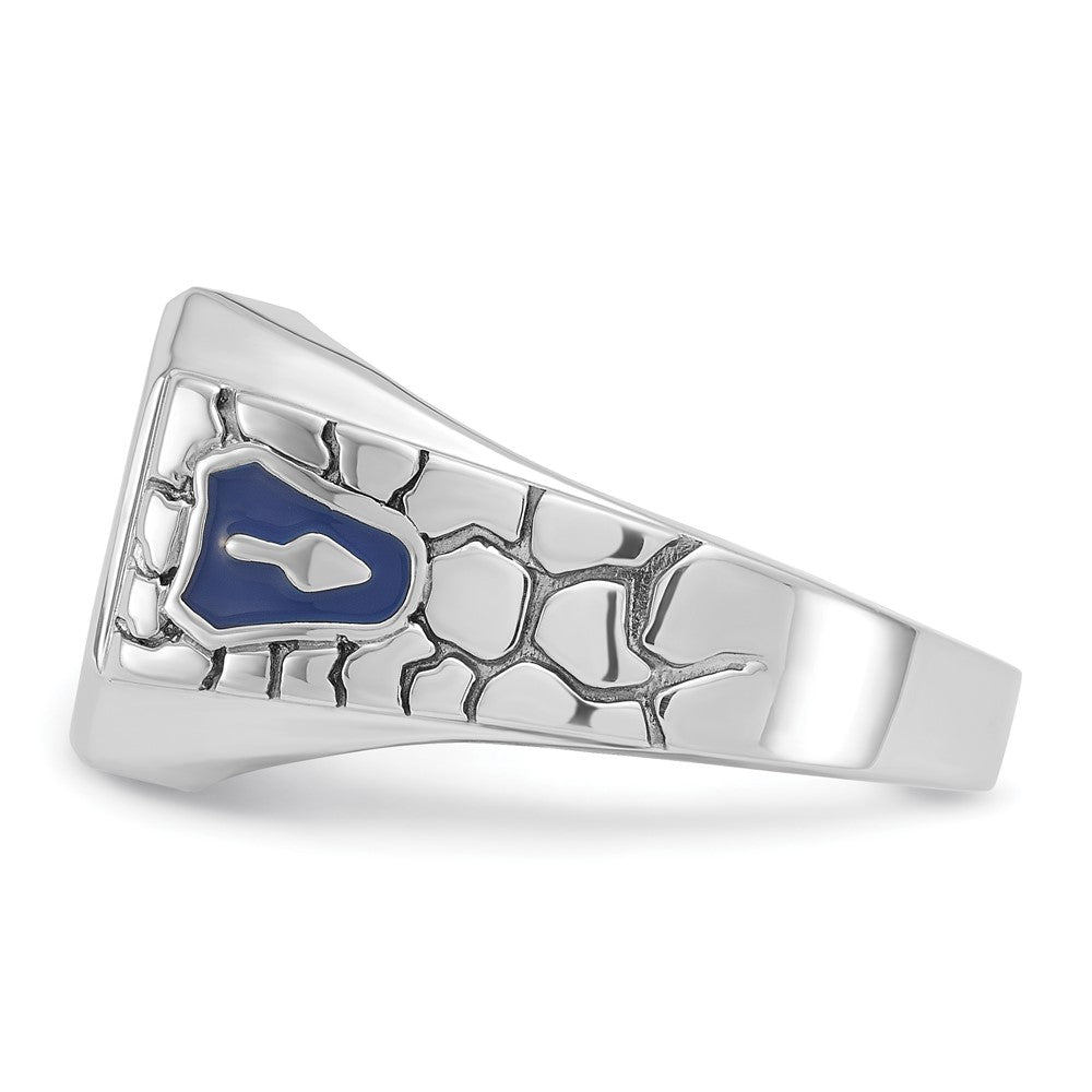 14k White Gold Men's Polished and Textured Blue Lodge Master Masonic Ring Mounting
