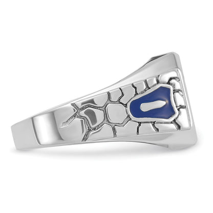 14k White Gold Men's Polished and Textured Blue Lodge Master Masonic Ring Mounting