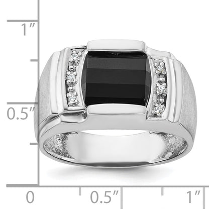 14k White Gold Men's Satin Onyx and Diamond Ring Mounting
