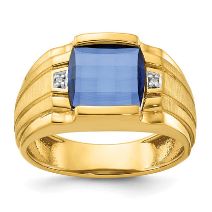 14k Yellow Gold Men's Gemstone and Diamond Ring Mounting
