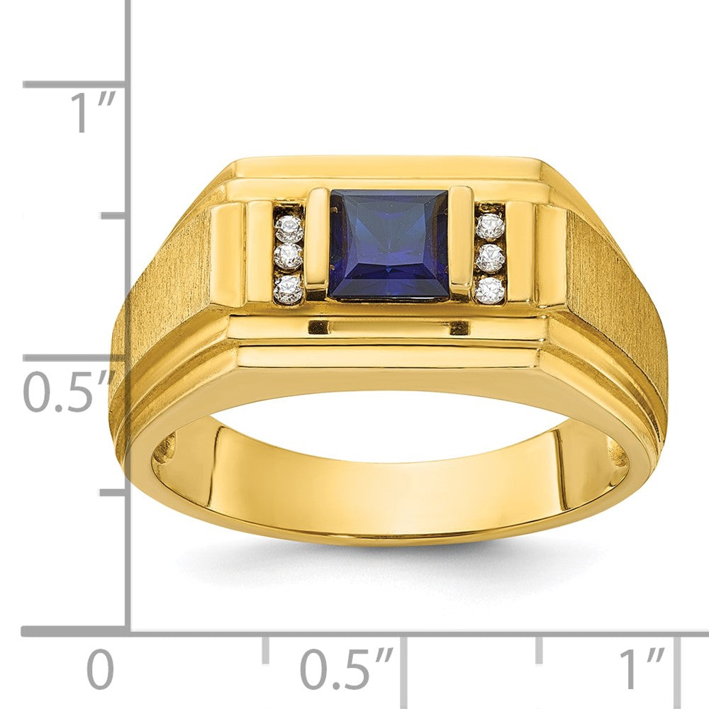 14k Yellow Gold Men's Gemstone and Diamond Satin Ring Mounting