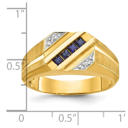 14k Yellow Gold Men's Gemstone and Diamond Satin Ring Mounting