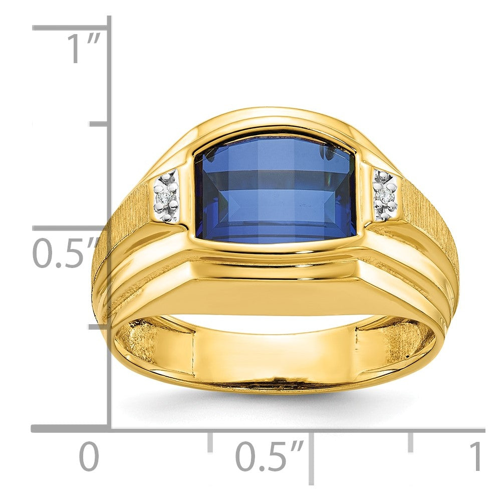 14k Yellow Gold Men's Polished and Satin Gemstone and Diamond Ring Mounting