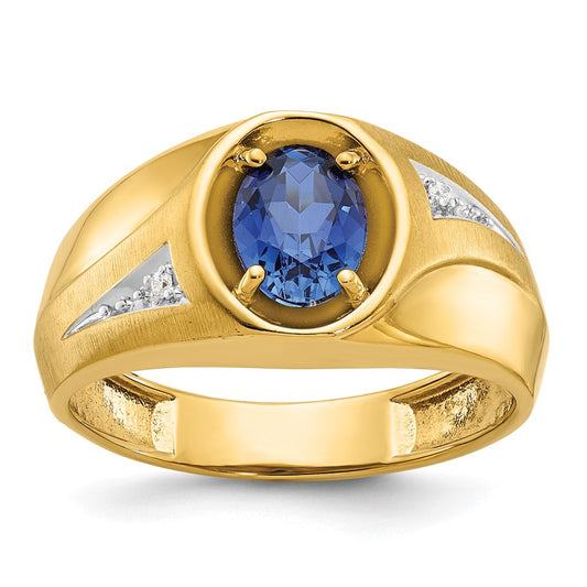 14k Yellow Gold Men's Gemstone and Diamond Satin Ring Mounting