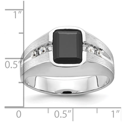 14k White Gold Men's Satin Onyx and Diamond Ring Mounting