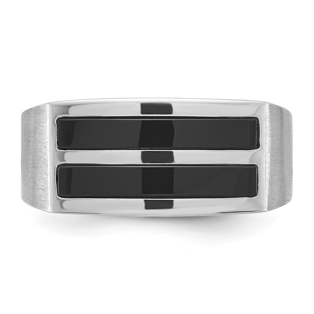 14k White Gold Men's Satin Onyx Ring Mounting