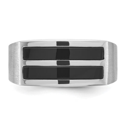 14k White Gold Men's Satin Onyx Ring Mounting