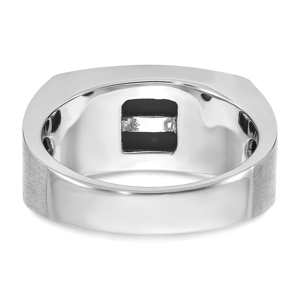 14k White Gold Men's Satin Onyx Ring Mounting