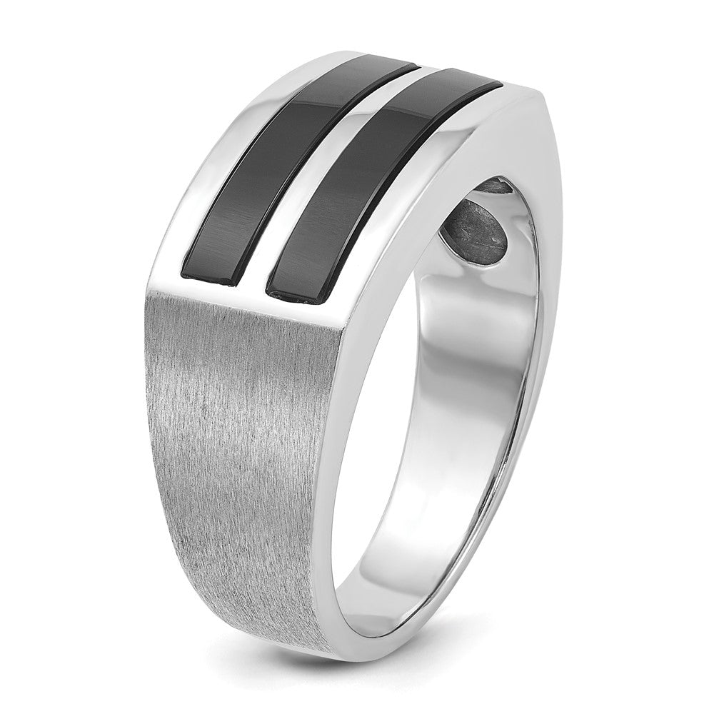14k White Gold Men's Satin Onyx Ring Mounting