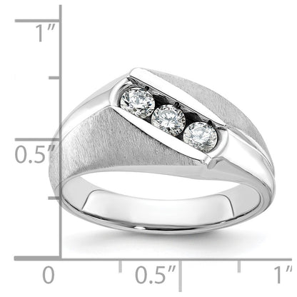 14k White Gold Men's Polished and Satin Diamond Ring Mounting