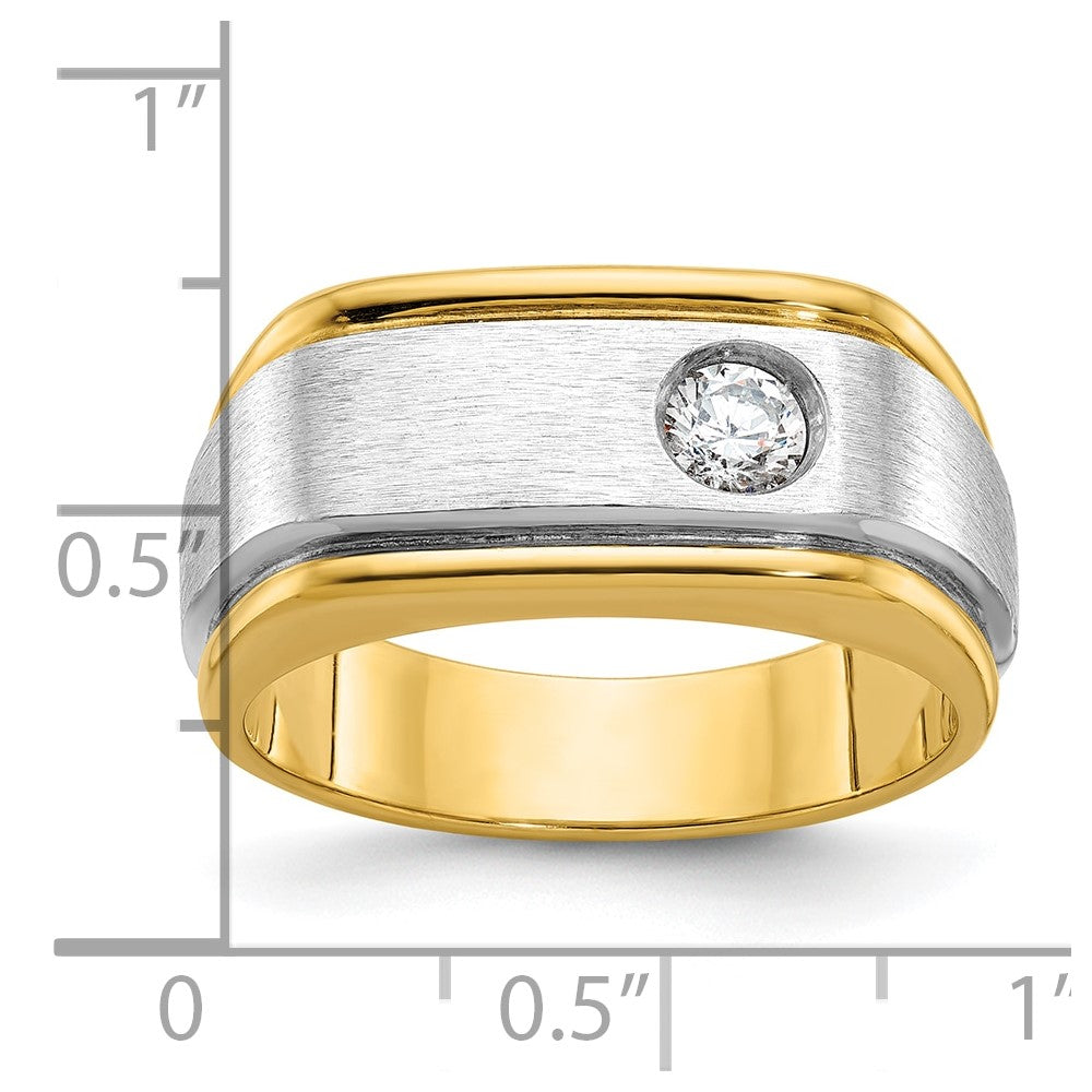 14k Two-tone Gold Men's Polished and Satin Diamond Ring Mounting