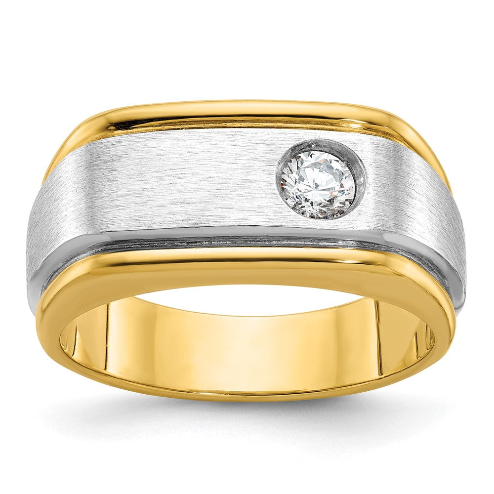 14k Two-tone Gold Men's Polished and Satin Diamond Ring Mounting
