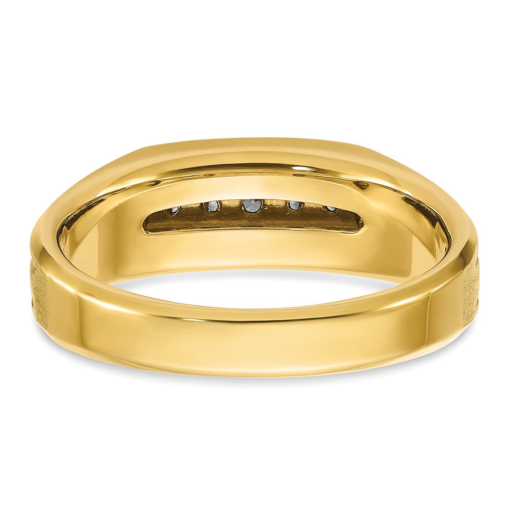 14k Yellow Gold with Black Rhodium Men's Satin 1/4 carat Diamond Complete Ring
