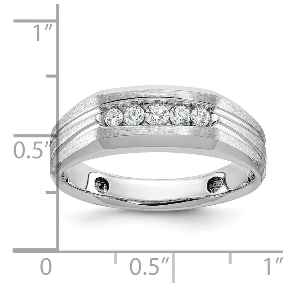 14k White Gold Men's Polished and Satin Diamond Ring Mounting