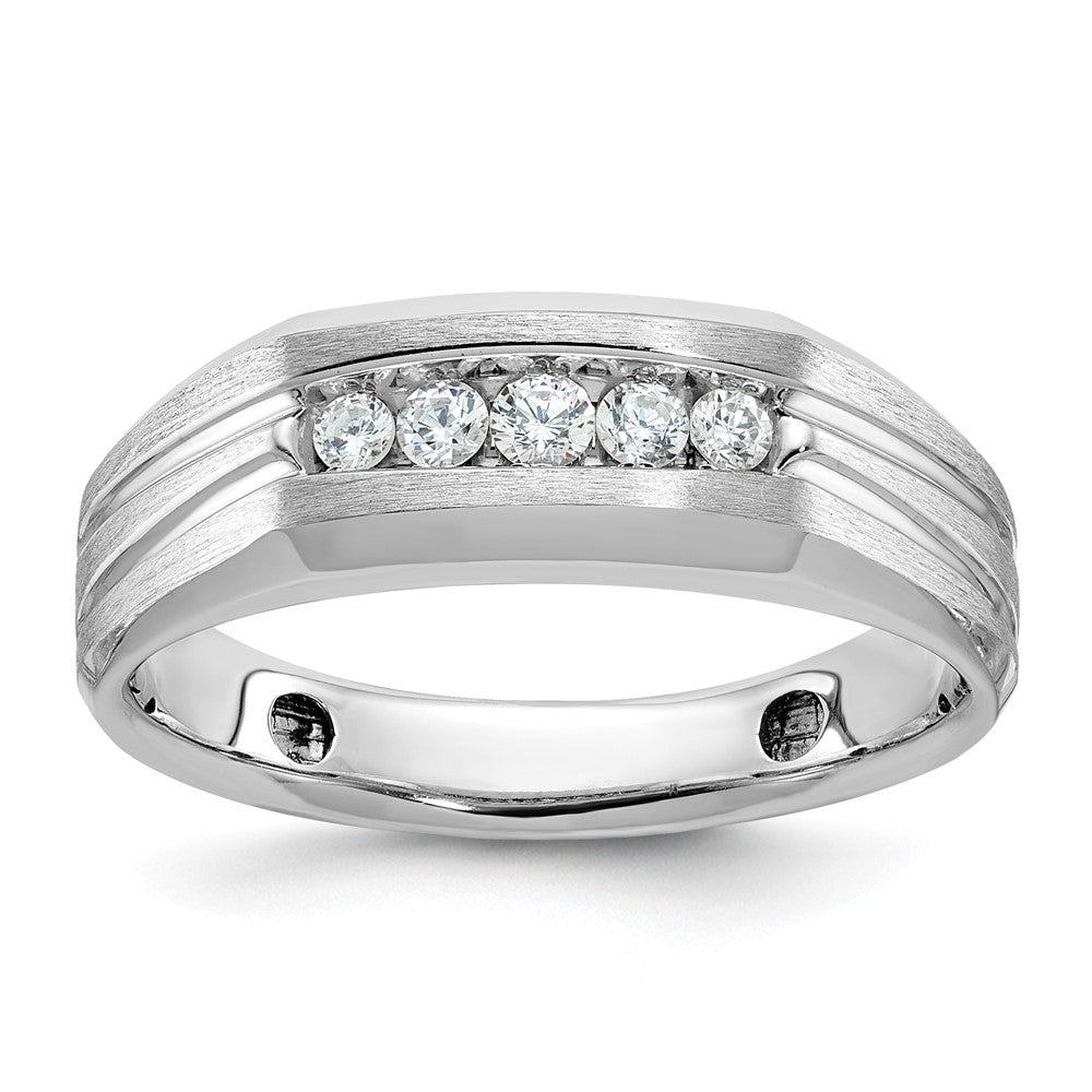 14k White Gold Men's Polished and Satin Diamond Ring Mounting