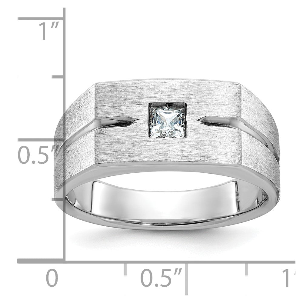 14k White Gold Men's Polished and Satin Diamond Ring Mounting