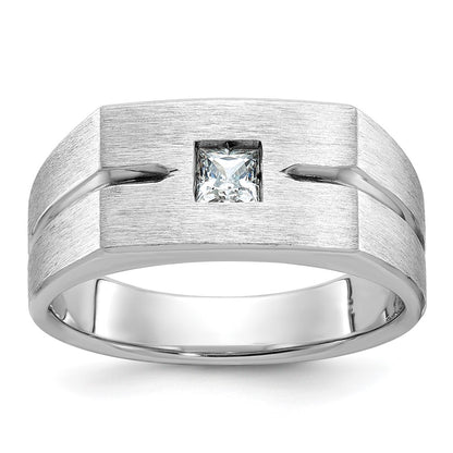 14k White Gold Men's Polished and Satin Diamond Ring Mounting