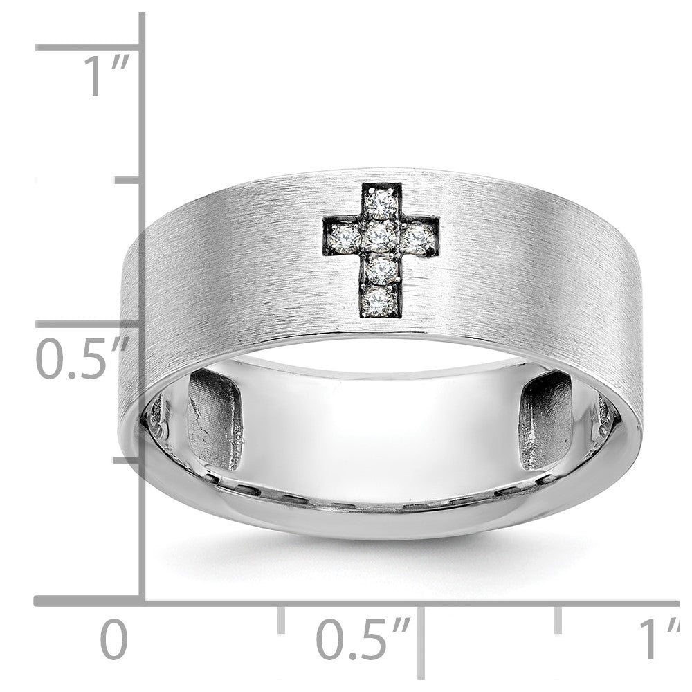 14k White Gold Men's Cross Satin Diamond Ring Mounting