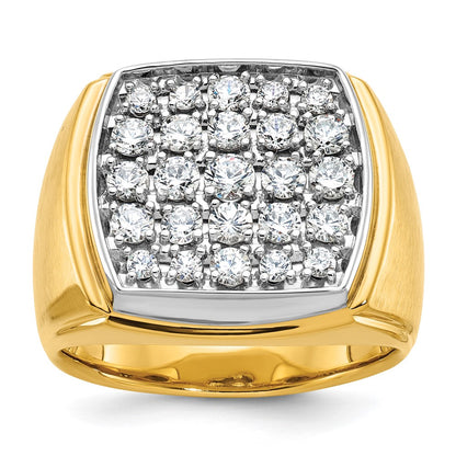 14k Two-tone Gold Men's Polished and Satin Diamond Ring Mounting