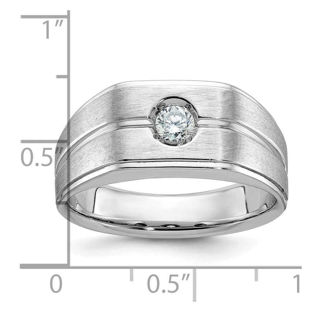14k White Gold Men's Polished and Satin Diamond Ring Mounting