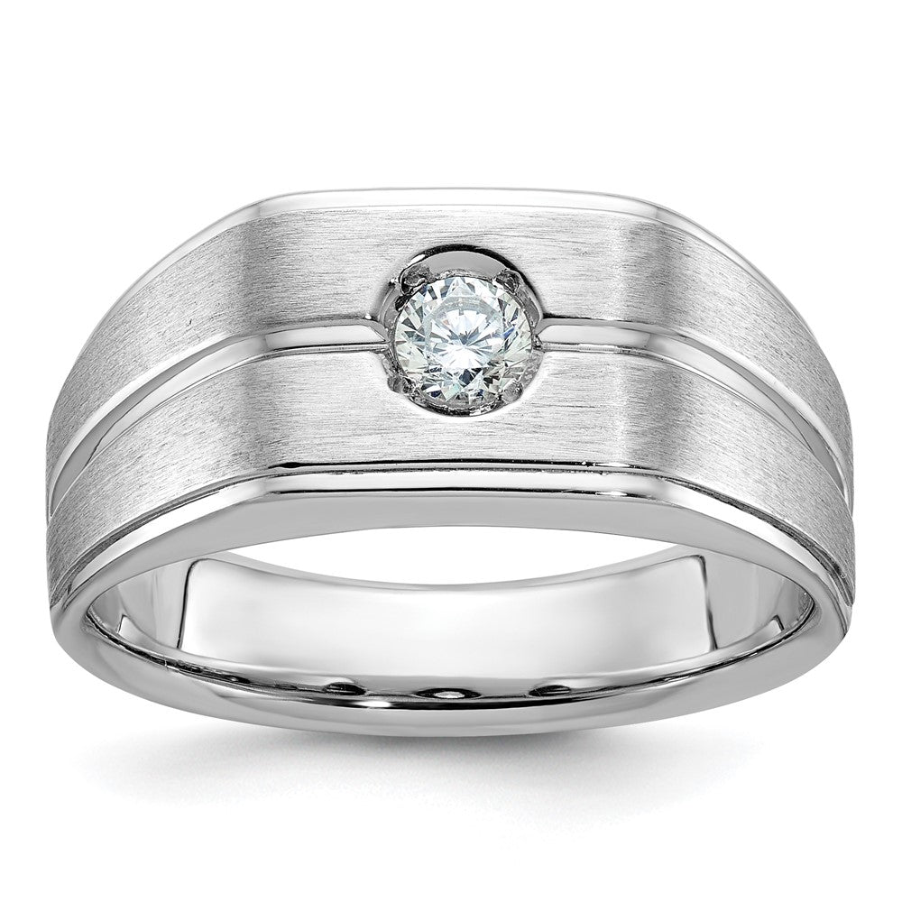 14k White Gold Men's Polished and Satin Diamond Ring Mounting