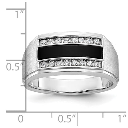 14k White Gold Men's Satin Onyx and Diamond Ring Mounting