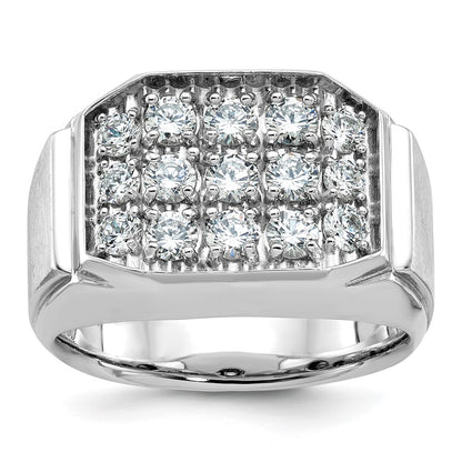 14k White Gold Men's Polished and Satin Diamond Ring Mounting