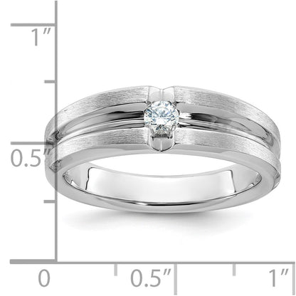 14k White Gold Men's Polished and Satin Diamond Ring Mounting